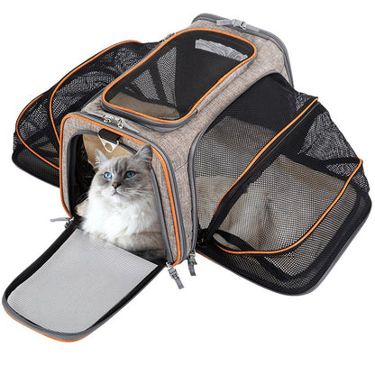 Expandable Soft Pet Carrier – Airline-Approved Cat & Dog Travel Bag with Reflective Tapes and Openable Doors