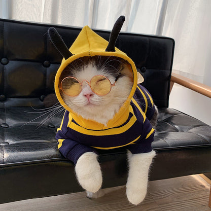 Cozy Winter Bee Costume Hoodie for Pets – Warm Plush Bee Hoodie for Dogs and Cats